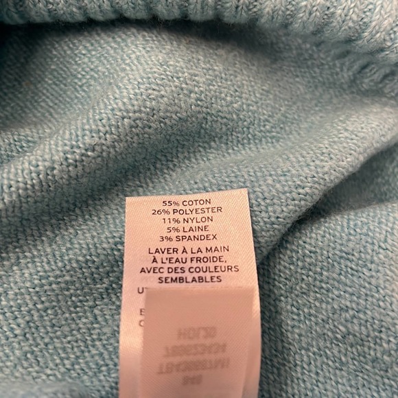 Treasure Bond Women Sweater L Blue Pullover Long Sleeve Crew Neck Vented Sides - Picture 9 of 9